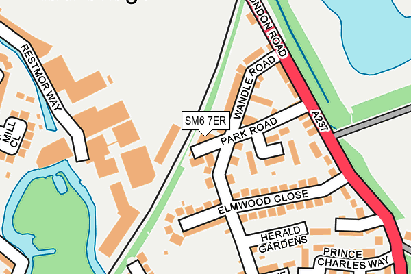 SM6 7ER map - OS OpenMap – Local (Ordnance Survey)