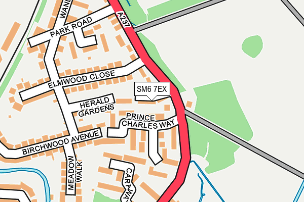 SM6 7EX map - OS OpenMap – Local (Ordnance Survey)