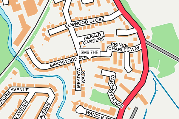 SM6 7HE map - OS OpenMap – Local (Ordnance Survey)