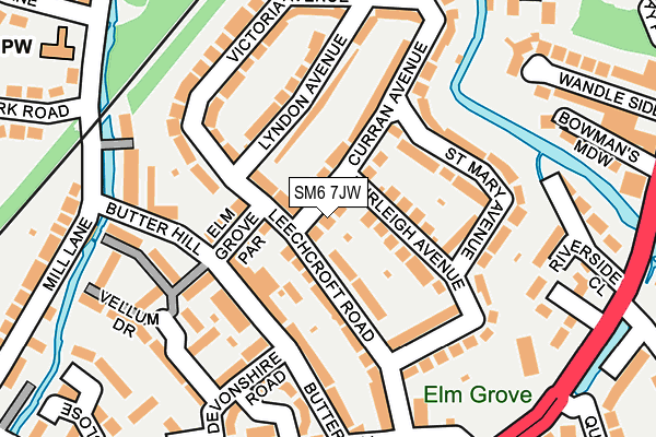 SM6 7JW map - OS OpenMap – Local (Ordnance Survey)