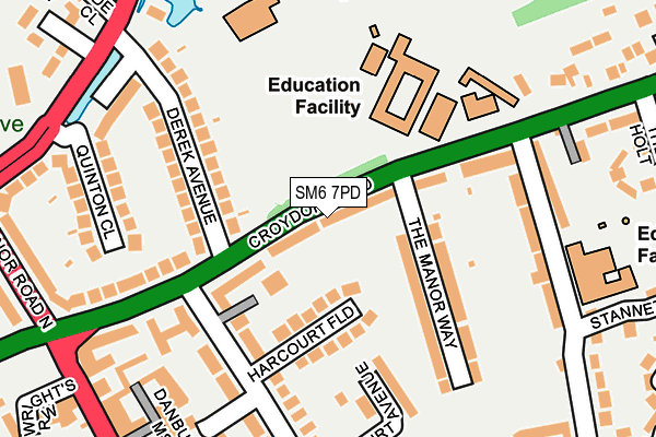 SM6 7PD map - OS OpenMap – Local (Ordnance Survey)