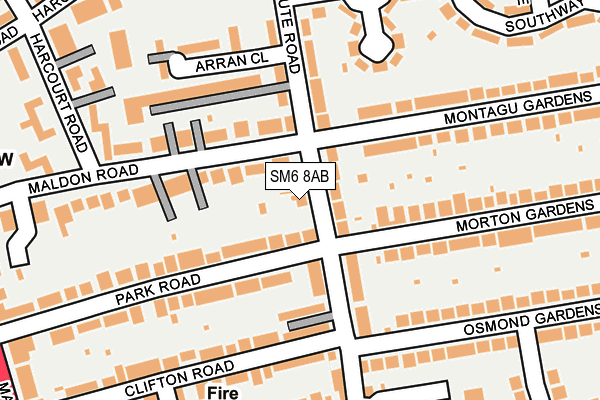 SM6 8AB map - OS OpenMap – Local (Ordnance Survey)