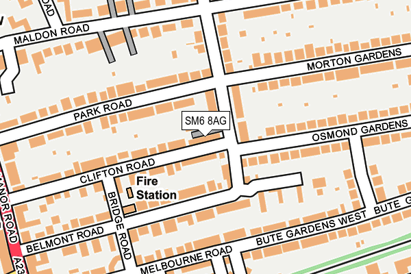 SM6 8AG map - OS OpenMap – Local (Ordnance Survey)