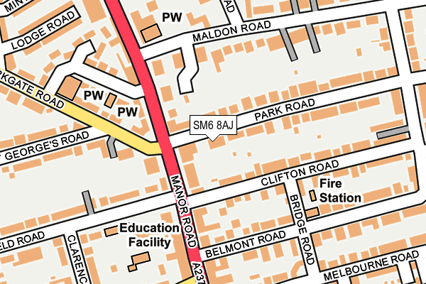 SM6 8AJ map - OS OpenMap – Local (Ordnance Survey)