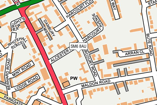 SM6 8AU map - OS OpenMap – Local (Ordnance Survey)