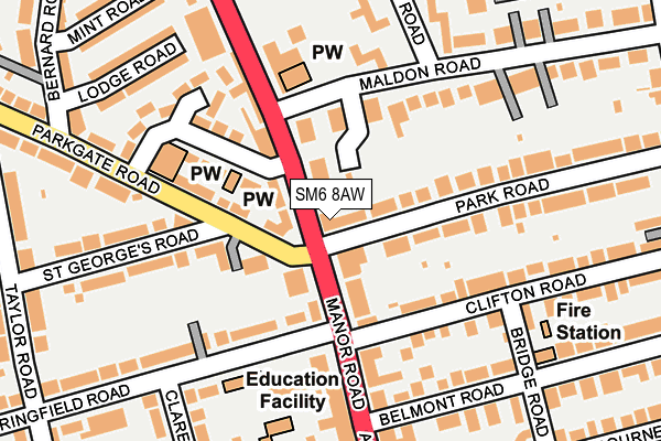 SM6 8AW map - OS OpenMap – Local (Ordnance Survey)