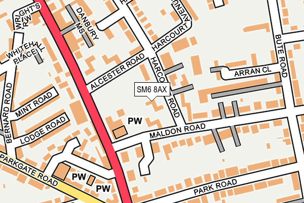 SM6 8AX map - OS OpenMap – Local (Ordnance Survey)