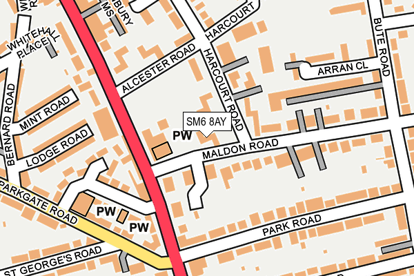 SM6 8AY map - OS OpenMap – Local (Ordnance Survey)