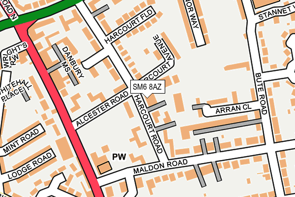 SM6 8AZ map - OS OpenMap – Local (Ordnance Survey)