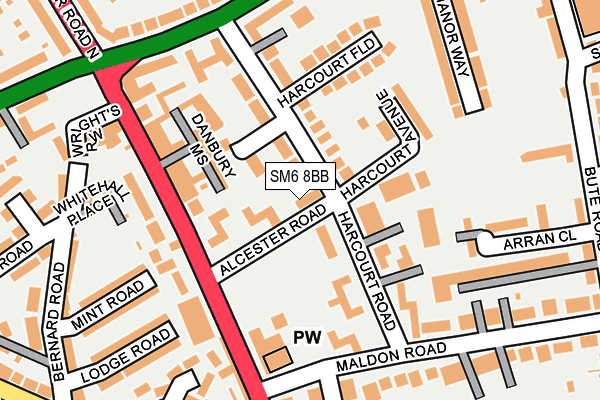 SM6 8BB map - OS OpenMap – Local (Ordnance Survey)