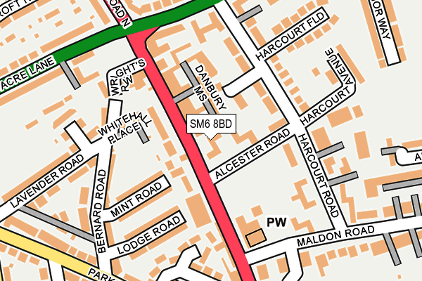 SM6 8BD map - OS OpenMap – Local (Ordnance Survey)