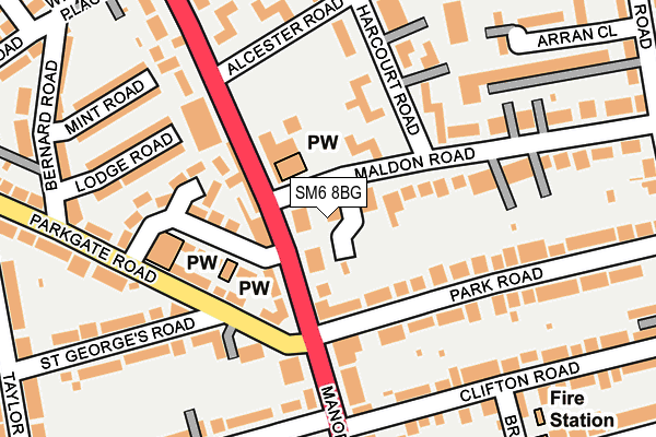 SM6 8BG map - OS OpenMap – Local (Ordnance Survey)