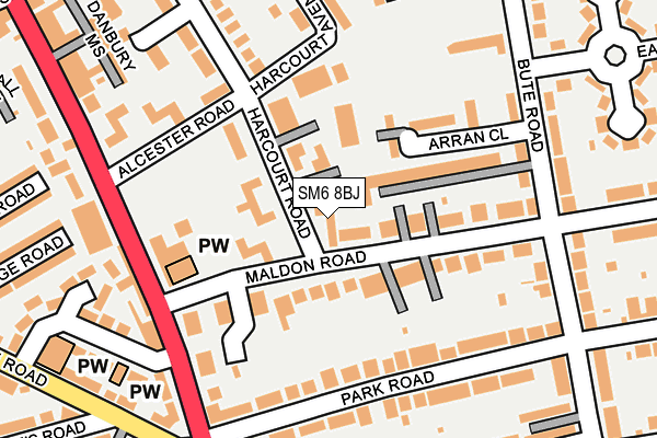 SM6 8BJ map - OS OpenMap – Local (Ordnance Survey)