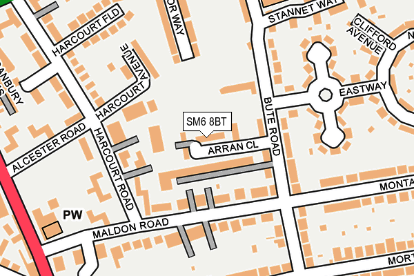 SM6 8BT map - OS OpenMap – Local (Ordnance Survey)