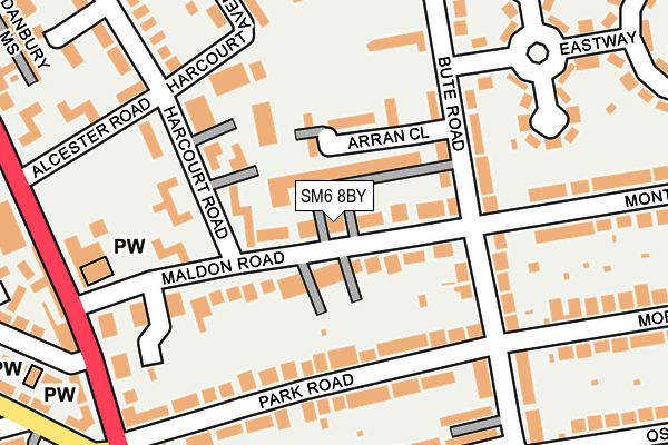 SM6 8BY map - OS OpenMap – Local (Ordnance Survey)