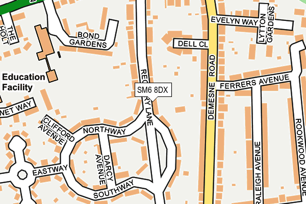 SM6 8DX map - OS OpenMap – Local (Ordnance Survey)