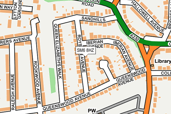 SM6 8HZ map - OS OpenMap – Local (Ordnance Survey)