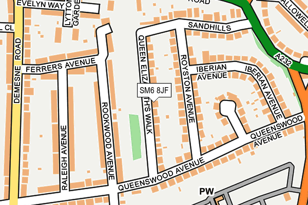 SM6 8JF map - OS OpenMap – Local (Ordnance Survey)