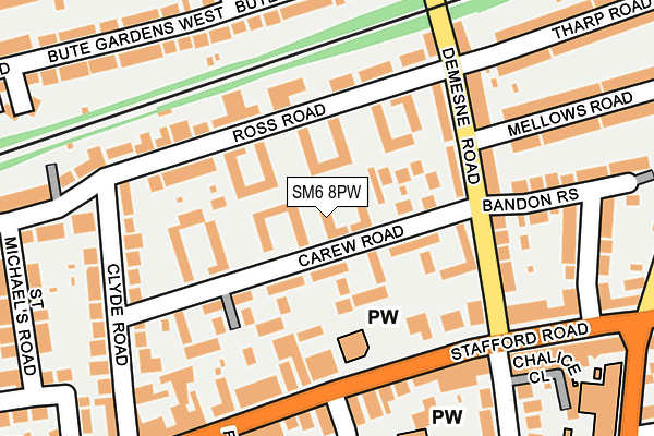 SM6 8PW map - OS OpenMap – Local (Ordnance Survey)