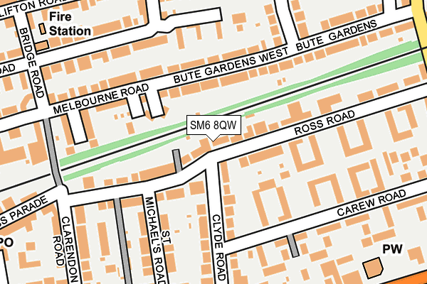 SM6 8QW map - OS OpenMap – Local (Ordnance Survey)