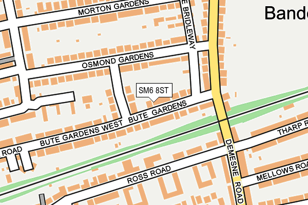 SM6 8ST map - OS OpenMap – Local (Ordnance Survey)