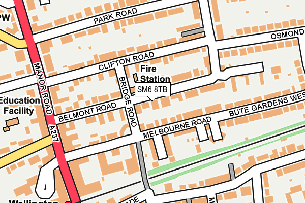 SM6 8TB map - OS OpenMap – Local (Ordnance Survey)