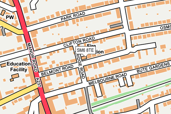 SM6 8TE map - OS OpenMap – Local (Ordnance Survey)