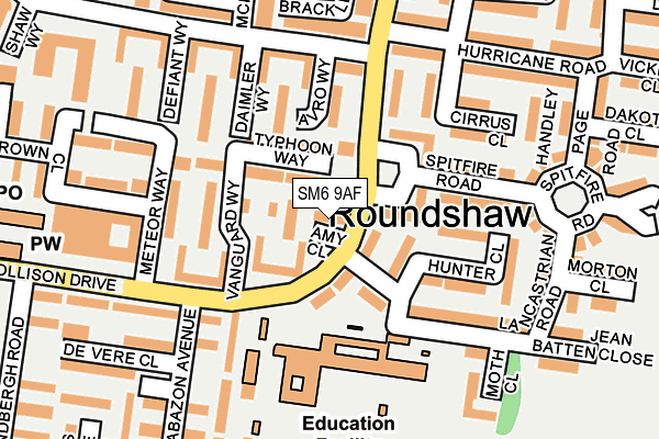 SM6 9AF map - OS OpenMap – Local (Ordnance Survey)