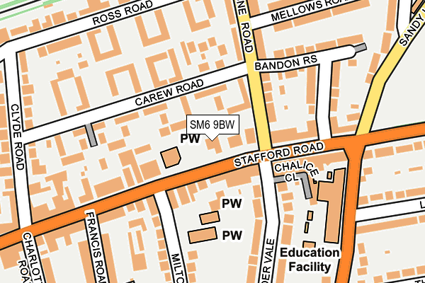 SM6 9BW map - OS OpenMap – Local (Ordnance Survey)