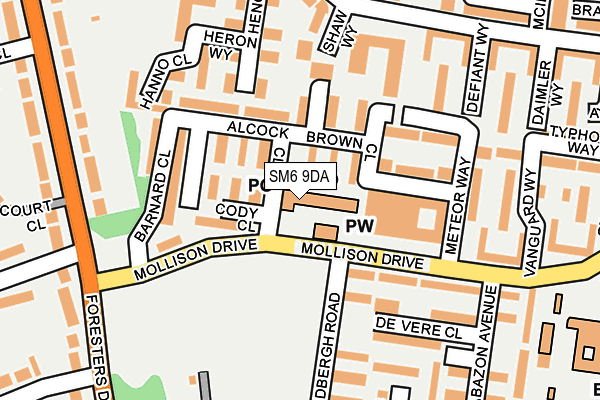SM6 9DA map - OS OpenMap – Local (Ordnance Survey)