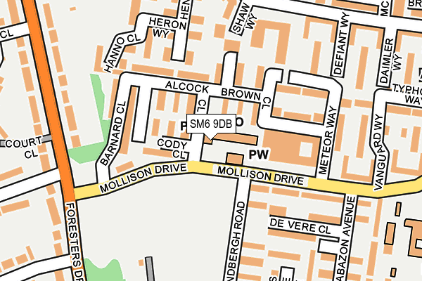 SM6 9DB map - OS OpenMap – Local (Ordnance Survey)