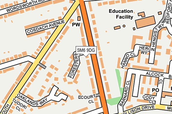 SM6 9DG map - OS OpenMap – Local (Ordnance Survey)