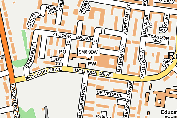 SM6 9DW map - OS OpenMap – Local (Ordnance Survey)