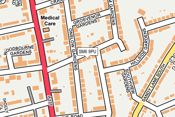 SM6 9PU map - OS OpenMap – Local (Ordnance Survey)