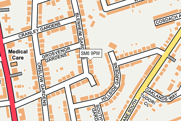 SM6 9PW map - OS OpenMap – Local (Ordnance Survey)