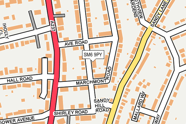 SM6 9PY map - OS OpenMap – Local (Ordnance Survey)