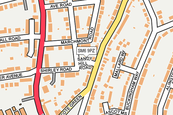 SM6 9PZ map - OS OpenMap – Local (Ordnance Survey)