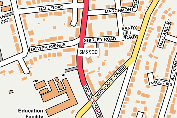 SM6 9QD map - OS OpenMap – Local (Ordnance Survey)