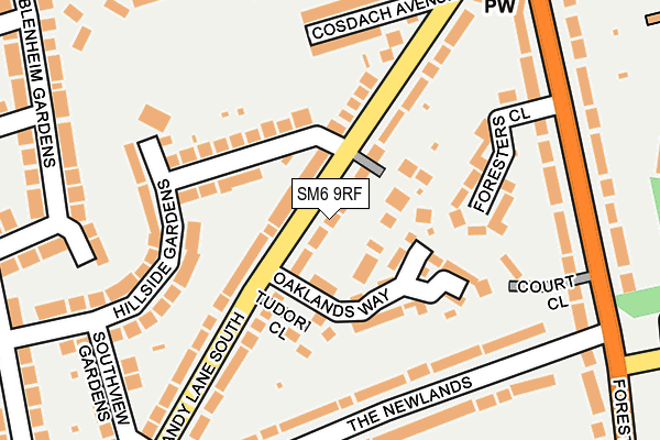 SM6 9RF map - OS OpenMap – Local (Ordnance Survey)