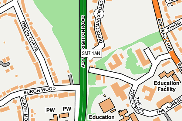 SM7 1AN map - OS OpenMap – Local (Ordnance Survey)