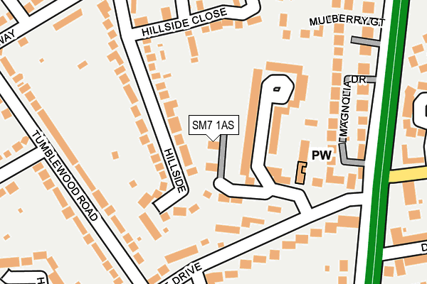 SM7 1AS map - OS OpenMap – Local (Ordnance Survey)