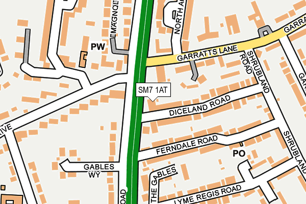 SM7 1AT map - OS OpenMap – Local (Ordnance Survey)