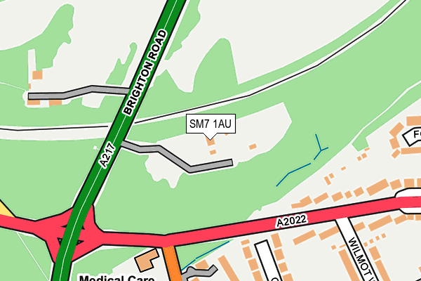 SM7 1AU map - OS OpenMap – Local (Ordnance Survey)