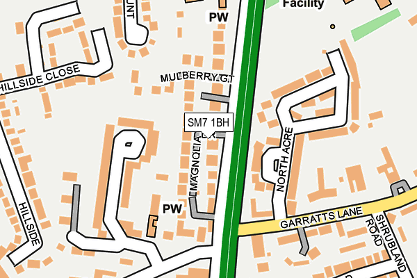 SM7 1BH map - OS OpenMap – Local (Ordnance Survey)