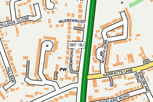 SM7 1BJ map - OS OpenMap – Local (Ordnance Survey)