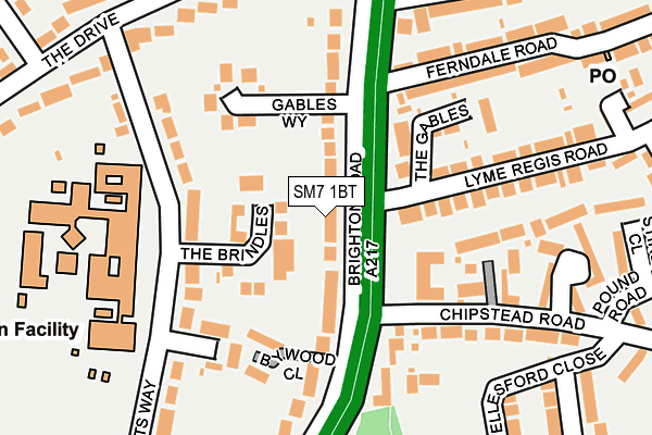 SM7 1BT map - OS OpenMap – Local (Ordnance Survey)