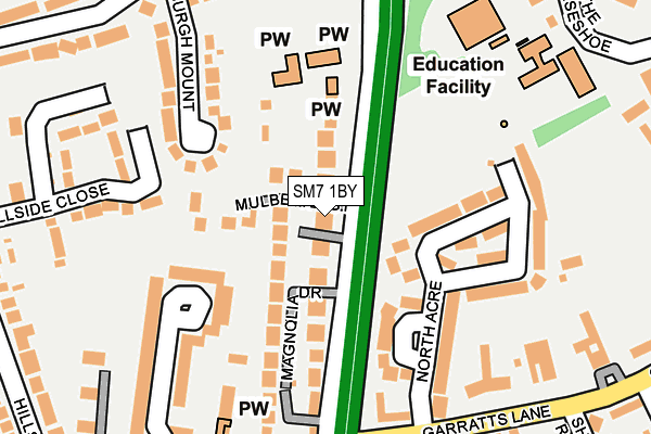 SM7 1BY map - OS OpenMap – Local (Ordnance Survey)