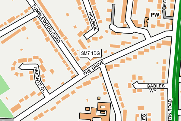 SM7 1DG map - OS OpenMap – Local (Ordnance Survey)