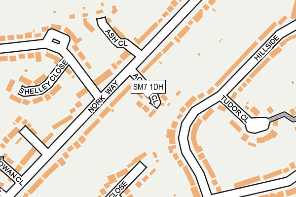 SM7 1DH map - OS OpenMap – Local (Ordnance Survey)