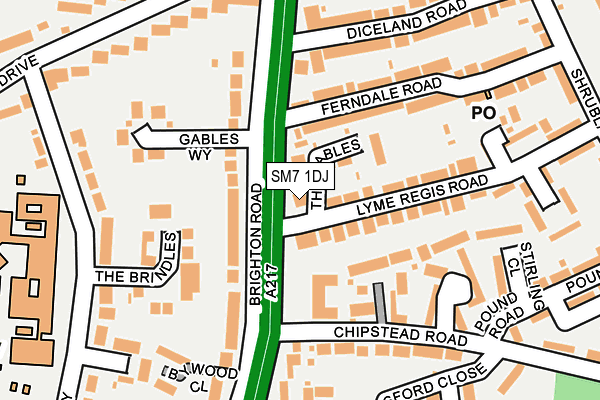 SM7 1DJ map - OS OpenMap – Local (Ordnance Survey)